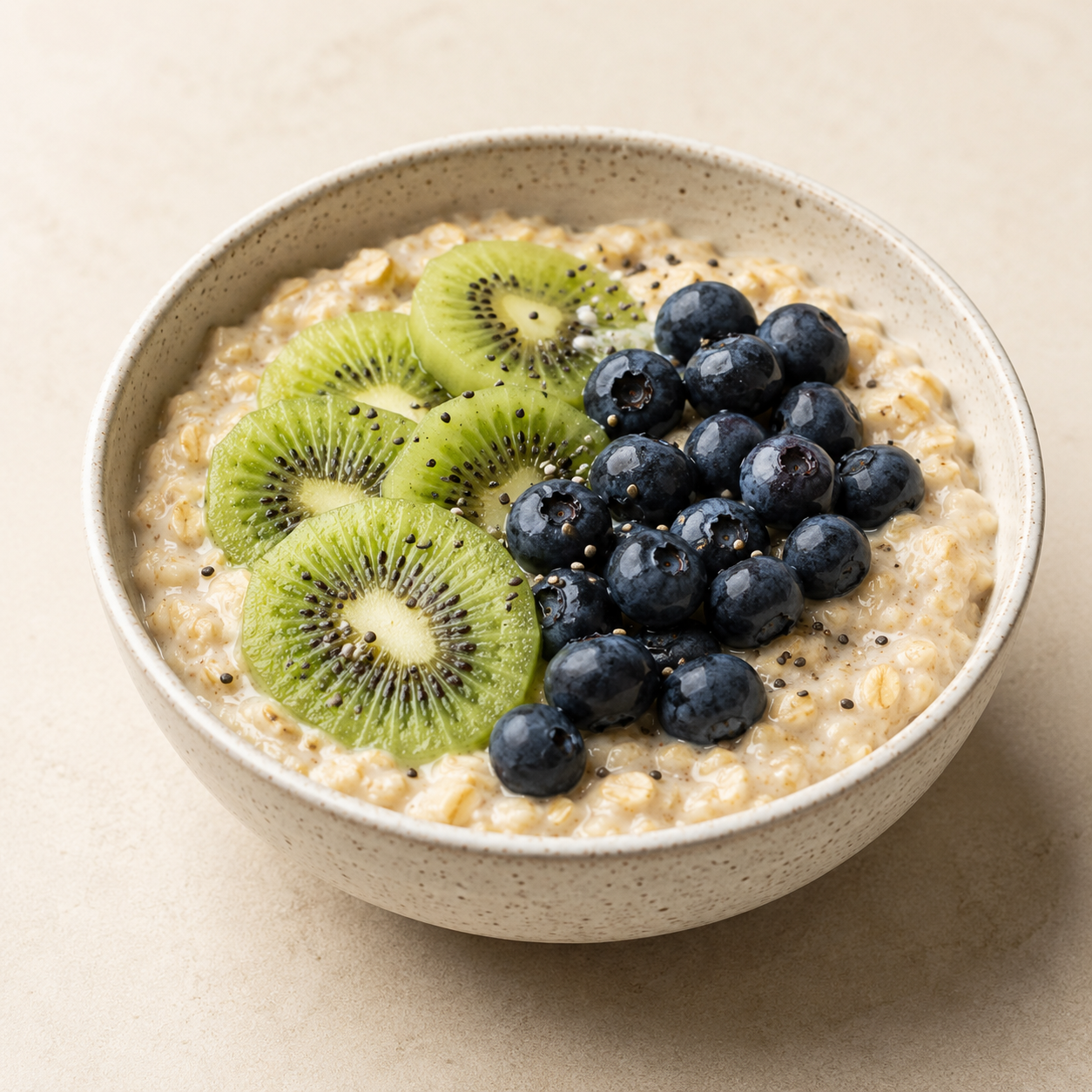 Avena con kiwi y arándanos