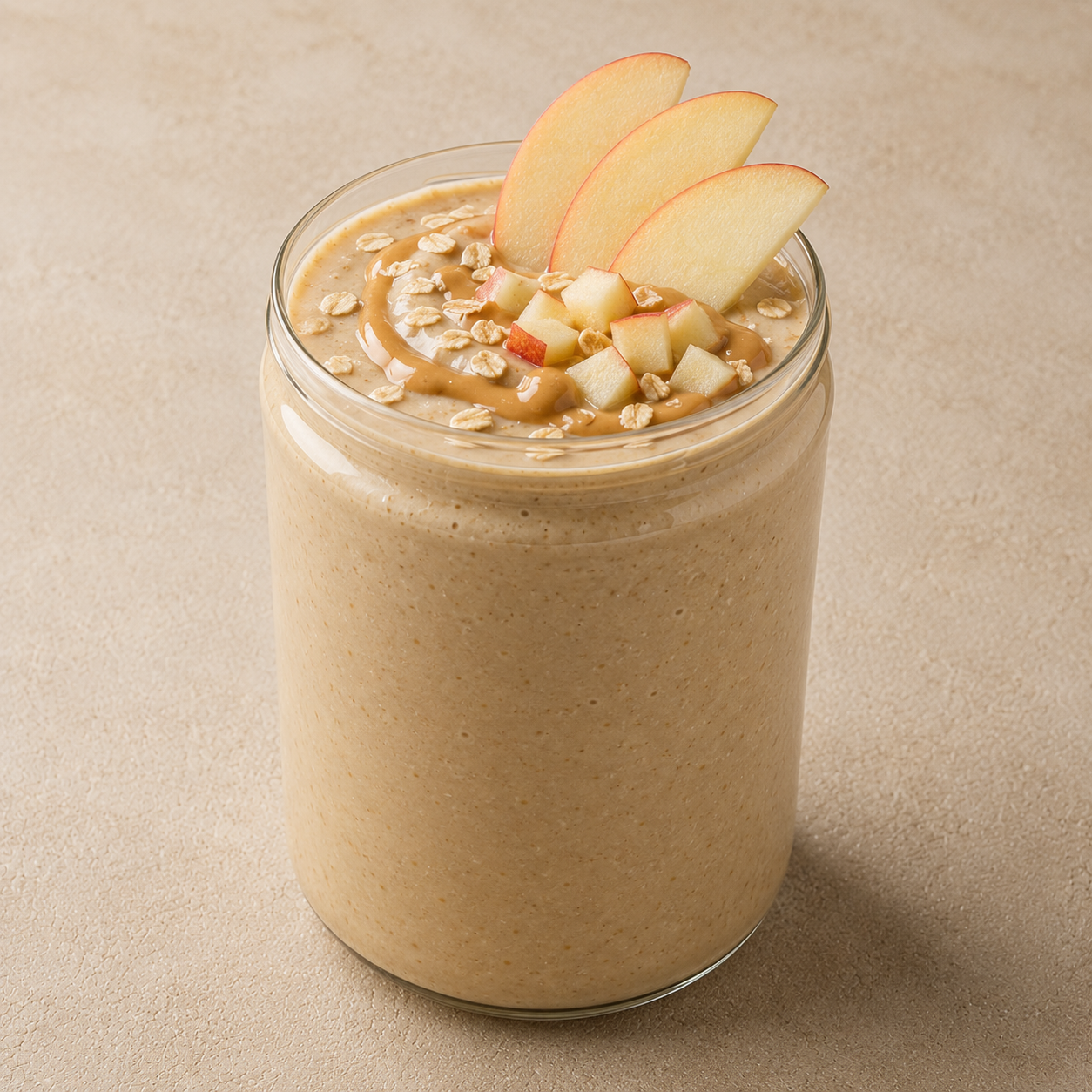 Batido de avena, manzana y crema de cacahuete