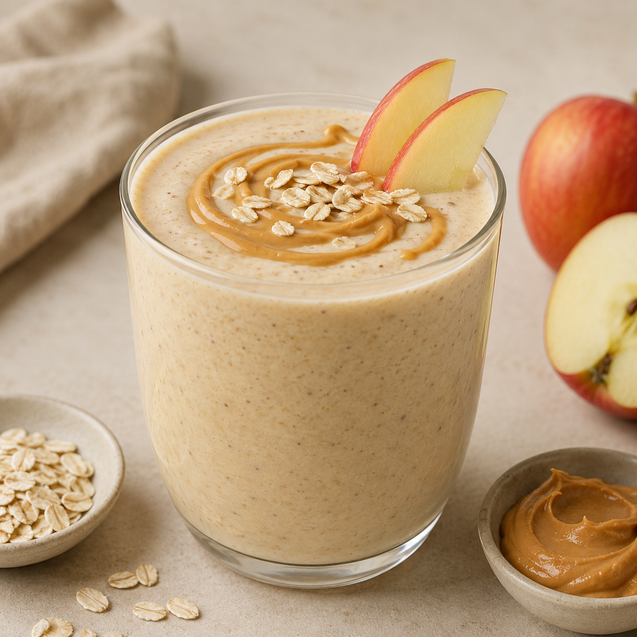 Batido de plátano y manzana con avena