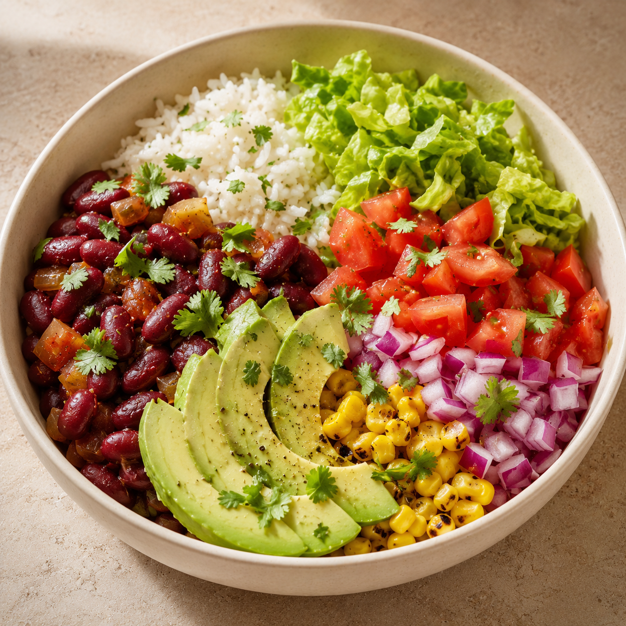 Burrito bowl de alubias rojas