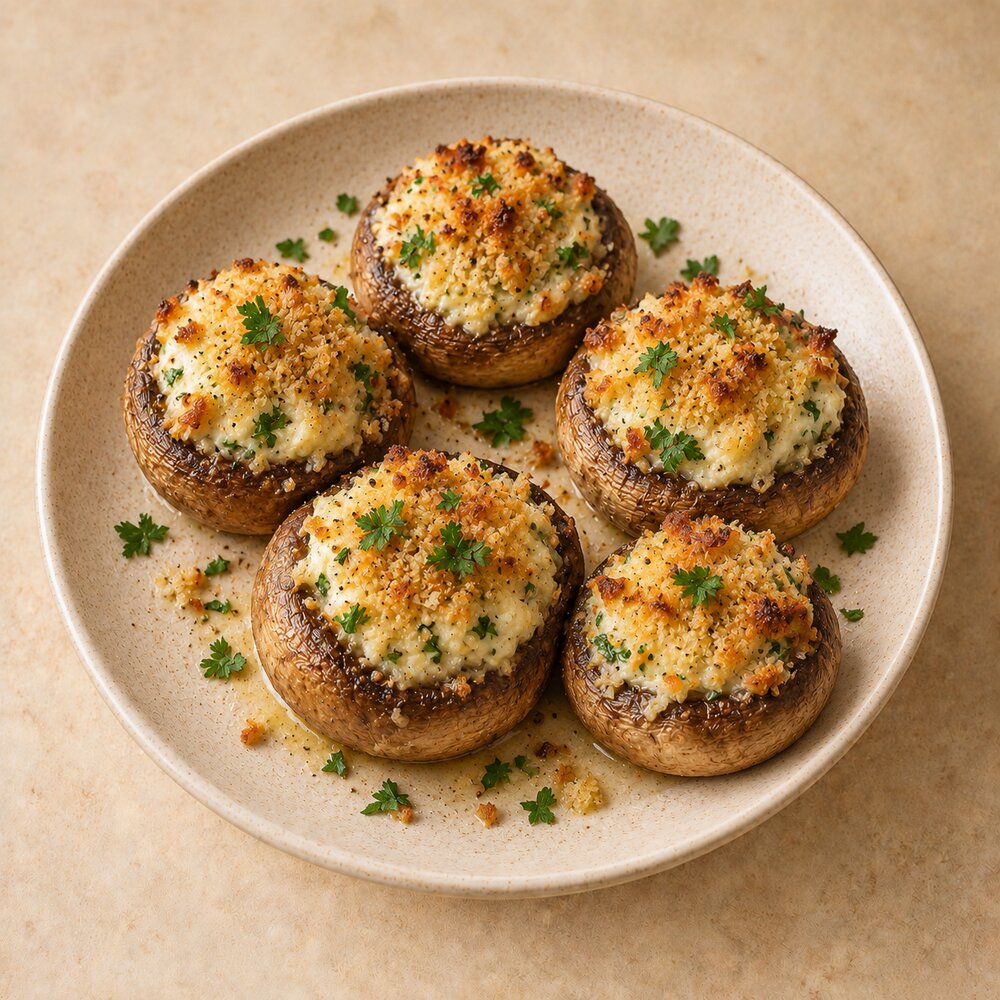 Champiñones rellenos al horno