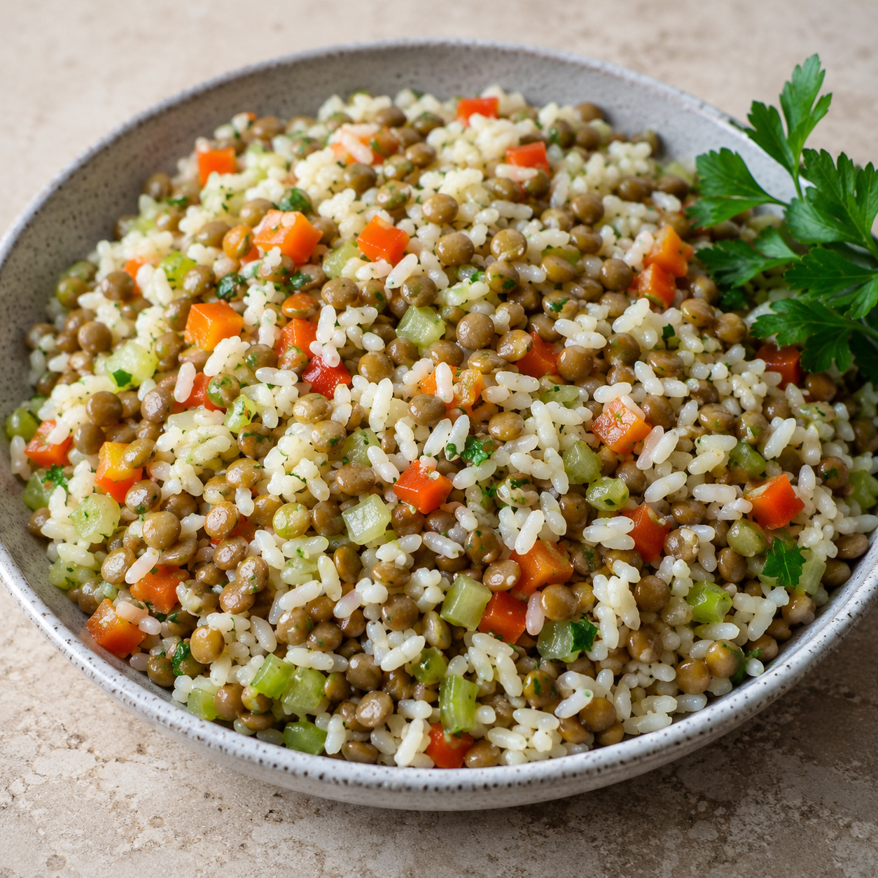 Ensalada de lentejas con arroz