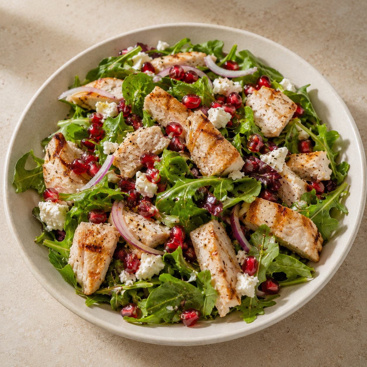 Ensalada de pollo con granada