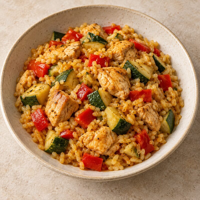 Arroz con pollo y verduras