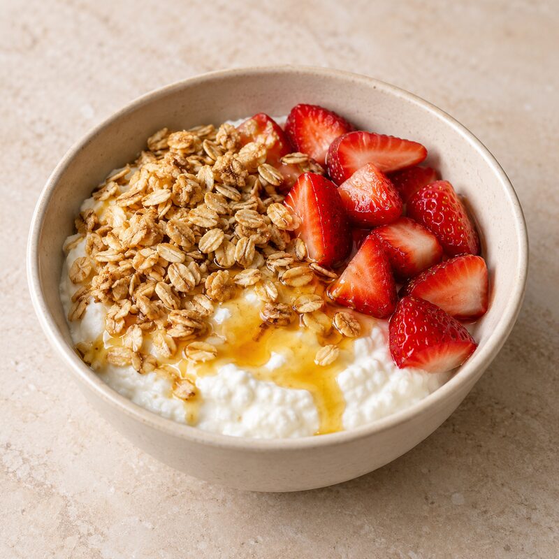Bol de queso fresco con granola