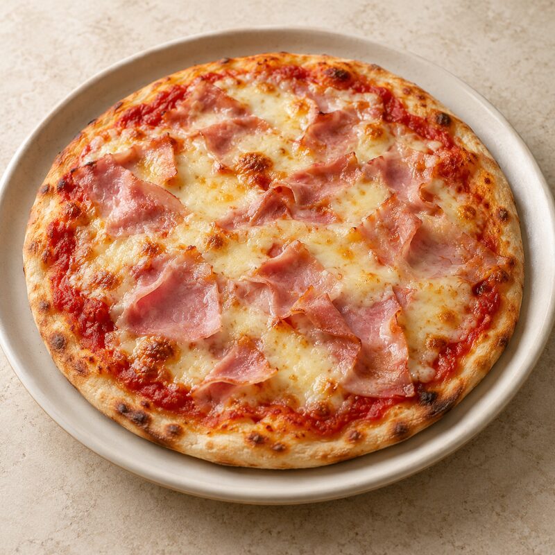 Pizza casera de jamón y queso