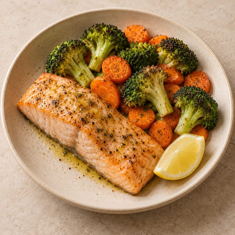 Salmón al horno con verduras