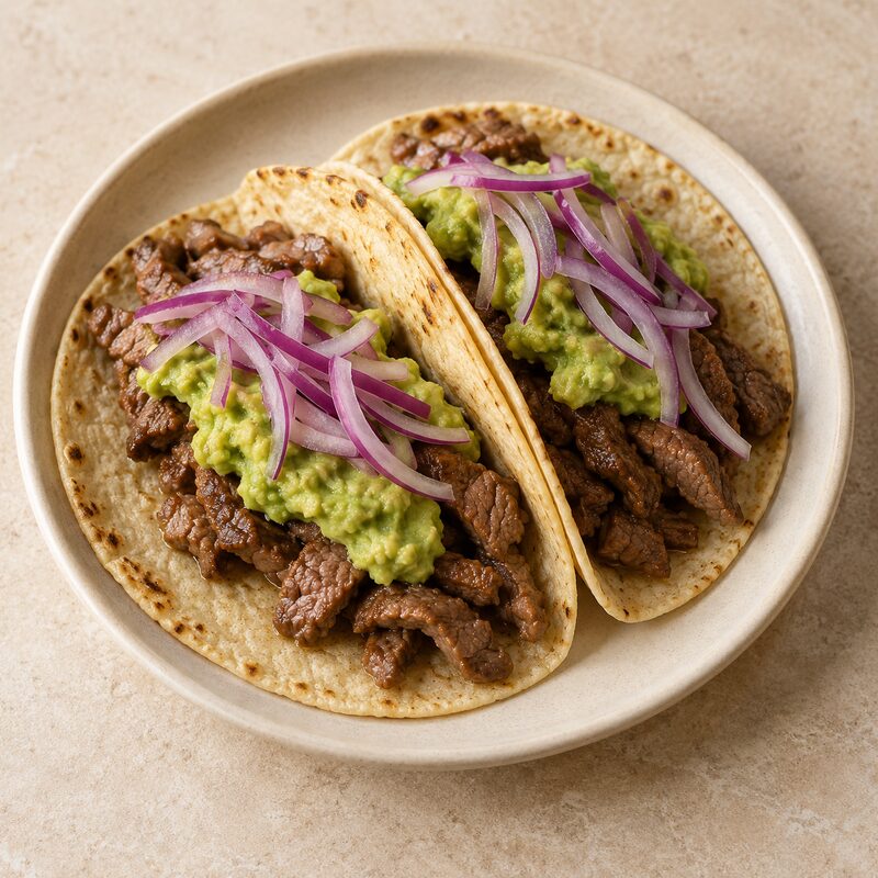 Tacos de ternera con guacamole