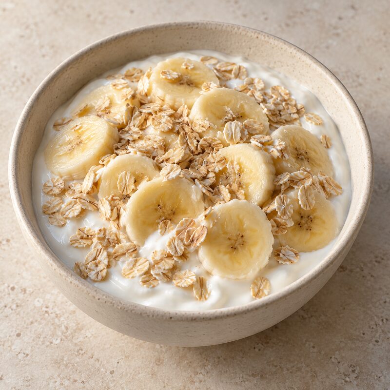 Yogur con plátano y avena