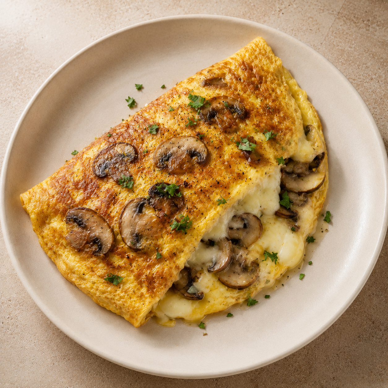 Tortilla de champiñones y quesos